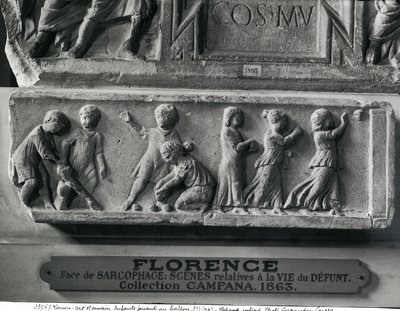 (Detail) from a Sarcophagus Depicting Children Playing with a Ball and Playing Bowls by Roman